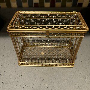 Never used vintage metal wire and bead basket/box